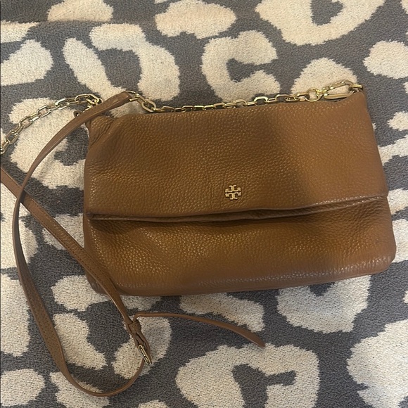 Tory Burch Brown Crossbody Bag with Foldover Design